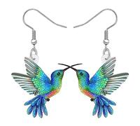 WEVENI Lindo acrílico colibrí pájaro pendientes para mujer mujer niña colibrí joyas colgantes regalo, M, Acrílico, No es una piedra preciosa