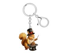 WEVENI Lindo llavero de ardilla para regalo, dijes acrílicos, accesorios para amantes de los animales, regalos para mujeres y niñas, canela, M