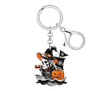 WEVENI Llavero Acrílico Calavera Piratas Halloween Sombrero de Bruja Llavero Calabaza Accesorios Góticos Dijes para Bolsos Regalos de Calaveras para Mujeres (Negro)