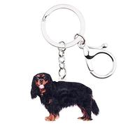 WEVENI Llavero acrílico Cavalier King Charles Spaniel, regalo lindo perro llavero adorno para mujeres niñas bolso cartera dijes, Negro, M