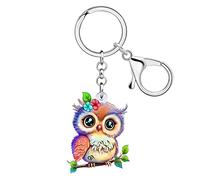 WEVENI Llavero acrílico con diseño de búho de dibujos animados, accesorios de joyería para mujeres y niñas, bolsos, carteras, dijes de coche, Búho D, W2L2