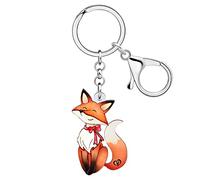 WEVENI Llavero acrílico de dibujos animados con diseño de zorro, joyería bonita para mujeres y niñas, dijes de coche, Fox C, W2L2