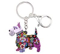 WEVENI - Llavero acrílico de perro Aberdeen Scottish Terrier, dijes para mascotas, para mujeres, niñas, bolsa, cartera, coche, Púrpura, 50mm x 50mm