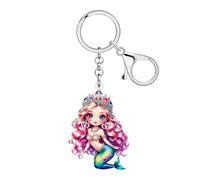 WEVENI Llavero Acrílico Fantasía Sirena,Estéticos Accesorios para Bolsos de Princesas del Océano Regalos de Sirenas para Mujeres Niñas Llaveros para Niños (Rojo)