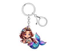 WEVENI Llavero Acrílico Fantasía Sirena,Estéticos Accesorios para Bolsos de Princesas del Océano Regalos de Sirenas para Mujeres Niñas Llaveros para Niños (Marrón)