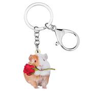 WEVENI Llavero acrílico para el día de San Valentín, diseño de conejillo de indias, accesorio novedoso para mujeres y niñas, Multicolorido, 37mm x 33mm