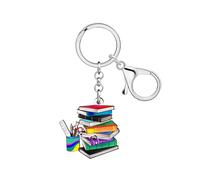 WEVENI Llavero de Acrílico Librería Ratón de Biblioteca Regalos para los Lectores Amantes de los Libros Mujeres Niñas Monedero Charms Mochila Accesorios (Colorido)