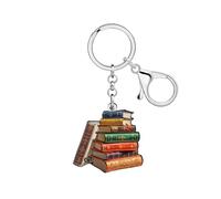 WEVENI Llavero de Acrílico Librería Ratón de Biblioteca Regalos para los Lectores Amantes de los Libros Mujeres Niñas Monedero Charms Mochila Accesorios (Multi)