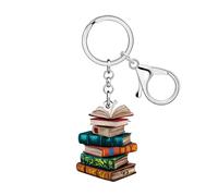 WEVENI Llavero de Acrílico Librería Ratón de Biblioteca Regalos para los Lectores Amantes de los Libros Mujeres Niñas Monedero Charms Mochila Accesorios (Multicolor)