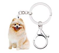 WEVENI - Llavero de acrílico para perro Pomerania, llavero para mujer, niña, bolso de coche