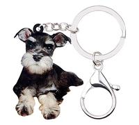 WEVENI Llavero de acrílico Schnauzer para mascotas, para mujeres, niñas, bolso, cartera, dijes de coche, Negro -, 47mm x 37 mm