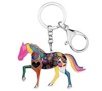 WEVENI Llavero de aleación con diseño de caballo corriendo, joyería esmaltada para mujeres y niñas (floral)