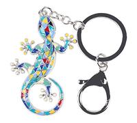 WEVENI - Llavero de aleación con diseño de lagarto, joyería de moda para mujeres y niñas, dijes de cartera de coche, Azul, M