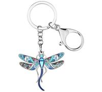 WEVENI Llavero de aleación de cristal de libélula con dijes de insectos, joyería esmaltada, regalo para mujeres y niñas, accesorios para bolso de coche, Bavy, 29mm x 45mm