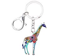 WEVENI - Llavero de aleación de jirafa colorida, accesorios de joyería esmaltada, regalos para mujeres y niñas, bolso de coche, cartera, azul, 55mm x 40mm