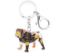 WEVENI - Llavero de aleación esmaltada con diseño de bulldog inglés terrier y bulldog inglés, accesorios de joyería para mujeres y niñas (marrón)