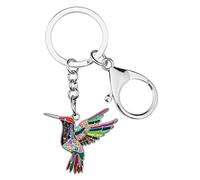 WEVENI Llavero de aleación esmaltada con diseño de colibrí y cristal, dije de pájaro para mujeres y niñas, bolso de coche, Multicolorido, 31mm x 37mm
