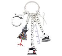 WEVENI - Llavero de aleación esmaltada para máquina de coser, de hierro, llavero de joyería para mujeres y niñas, bolso de coche