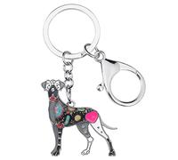 WEVENI - Llavero de aleación esmaltada, regalo de gran danés, diseño de perro, para mujeres y niñas (negro)