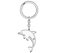 WEVENI - Llavero de delfín, diseño de ballena, para mujeres y niñas, amantes de los animales del océano, Delfín chapado en plata