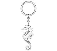 WEVENI Llavero de delfín, llavero de ballena, dijes de medusas para mujeres y niñas, amantes de los animales del océano, Caballito de mar chapado en plata