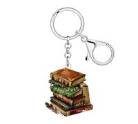 WEVENI Llavero de Libro de Acrílico Regalos de Ratón de Biblioteca para Lectores Amantes de los Libros Mujeres Niñas Dijes para Bolso Accesorios de Mochila, chocolate, M
