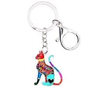 WEVENI - Llavero elegante de aleación con diseño de gato, accesorios de joyería de gatito, para mujeres y niñas, Multi, 42mm x 25mm