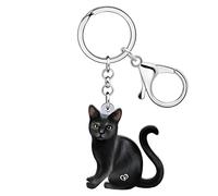 WEVENI Llavero Gato Negro Llaveros de Animales Gato Cool Lover Regalos para Mujeres Niñas Niños Monedero Charms Mochila Accesorios (Negro)