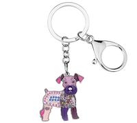 WEVENI Llavero Schnauzer de aleación esmaltada para perros, regalos para mujeres y niñas, bolsa de coche, Violeta