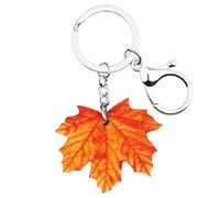 WEVENI Llaveros acrílicos de hoja de arce otoñal, accesorios de plantas de otoño para mujeres y niñas, bolso de coche, dijes, Naranja, W2L2