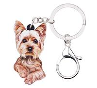 WEVENI Llaveros acrílicos de perro Yorkshire Terrier, accesorios Yorkie para mujeres y niñas, dijes de bolso, regalos de joyería, Multicolorido, W2L2, Llavero con temática de animales