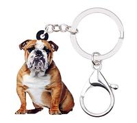WEVENI - Llaveros de acrílico para perro bulldog británico y mascotas, joyería para mujeres y niñas