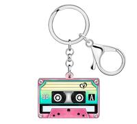 WEVENI Llaveros de cinta de casete de acrílico retro de los años 80 y 90 para mujeres, adolescentes y niñas, cumpleaños, accesorios de fiesta temática vintage, Cinta de casete G, 47mm x 37 mm
