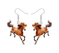 WEVENI Pendientes acrílicos para amantes de los caballos, aretes colgantes únicos de caballo, aretes de vaquera campestre, accesorios de joyería occidental, regalos ecuestres geniales para mujeres