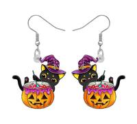WEVENI - Pendientes colgantes de acrílico con diseño de calabaza de Halloween para mujeres y niñas, Medium, Acrílico, No es una piedra preciosa