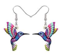WEVENI Pendientes colgantes de acrílico con diseño de colibrí para mujer, joyería de moda, regalo, Acrílico, Sin piedra preciosa