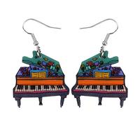 WEVENI Pendientes colgantes de acrílico con diseño de piano musical de anime, joyería novedosa para mujeres y niñas, regalo único para fiestas, Medium, Acrílico, Sin piedra preciosa