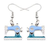 WEVENI Pendientes colgantes de aleación esmaltada para máquina de coser de cristal, joyería única, regalo delicado para mujeres y mujeres, M, Esmalte Metal, Sin piedra preciosa