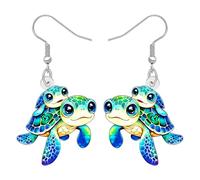 WEVENI Regalos Tortuga Marina Pendientes Tortuga Océano Tortoise Jewelry Summer Charms Amantes de los Animales Regalos para Mujeres Niñas Mamá Maestra Amante de la Playa (Marina)