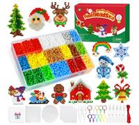 WEVOL 6350 Piezas Cuentas Planchar, Navidad Fuse Beads 5 mm 20 Colores con Placas Abalorios Fusibles, Cajas Clasificación, Llaveros de Papel Termoadhesivos Regalo de Manualidades para Niños