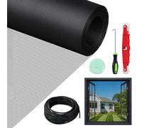 WEVOL Mosquiteras para Ventanas, 120x130cm Tela Mosquitera Ventana Ajustable Sin Perforar, Malla Mosquitera Ventana con Kit de Instalación, Rollo Mosquitera Fibra de Vidrio Ventanas Puertas Patios