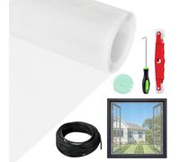 WEVOL Mosquiteras para Ventanas, 120x130cm Tela Mosquitera Ventana Ajustable Sin Perforar, Malla Mosquitera Ventana con Kit de Instalación, Rollo Mosquitera Fibra de Vidrio Ventanas Puertas Patios