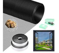 WEVOL Mosquiteras para Ventanas, 130x150cm Tela Mosquitera Ventana Ajustable Sin Perforaciones, Malla Mosquitera Ventana con Adhesiva, Rollo Mosquitera Fibra de Vidrio para Ventanas Puertas Patios