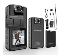 Wevoor Cámara Corporal 1296P 64GB 20H Mini Bodycam con Video y Audio, Lente Giratoria de 180 Pequeña Camara Corporal Policial Portátil con Clip Giratorio de 360° Visión Nocturna para Al Aire Libre