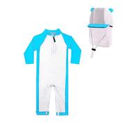 weVSwe Baby Boys Traje De Baño UPF 50+ Protección Solar Toddler Rash Guard Traje De Baño De Manga Larga con Sombrero Oso Azul 2 Años