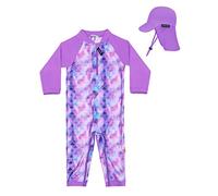 weVSwe Baby Rash Guard UPF Traje De Baño Protección Solar Manga Larga Sombrero para El Sol Infantil Cuerda Ajustable Escamas De Pescado Púrpura 2 años
