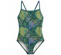 weVSwe Bañador para niña, sin mangas, protección UV, de una pieza, 2-10 años, Geometría Azul, 8 años