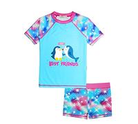 weVSwe Traje De Baño De Manga Corta De Dos Piezas Rash Guard para Niñas Pingüino Ballena 2 Años