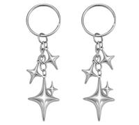 WEWAYSMILE 2 Piezas Estrella Y Luna Aesthetic Keychain Llavero Estrella Luna Portátil Llavero De Estrella y Luna Para Mujer Para Coche,Regalo Estético,Colgante de Bolso(Estrella)