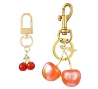WEWAYSMILE 2 Piezas Llavero De Cereza Bonito Llavero De Frutas Para Mujer Llavero De Cereza Para Coche Accesorio De Llaves Para Amantes De La Fruta,Mochila(Cereza)